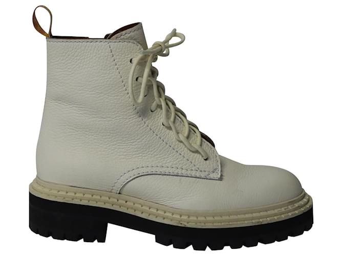 Proenza Schouler Lug Sole Combat Boots in White Calfskin Leather Pony-style calfskin  ref.729638