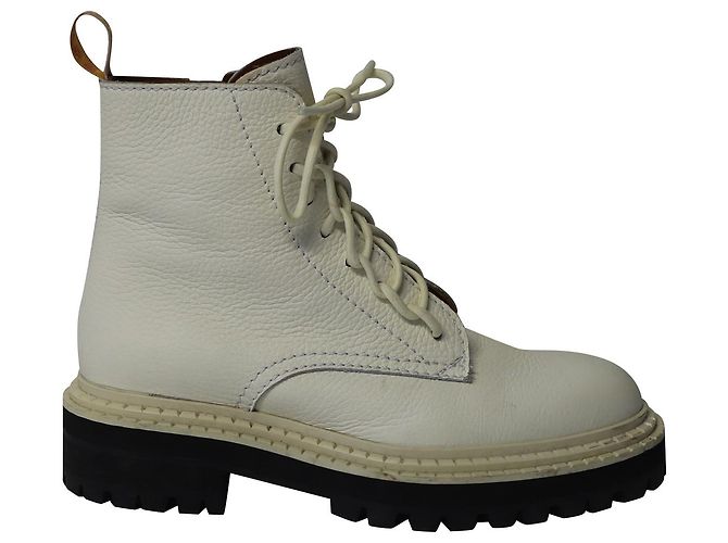 Botas de combate Proenza Schouler Lug Sole em couro de bezerro branco