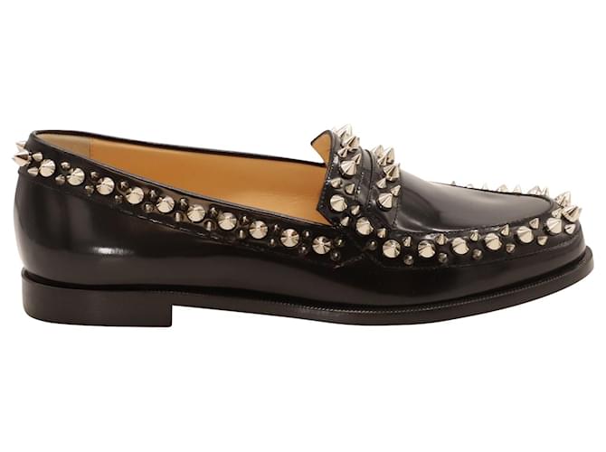 Christian Louboutin Mattia Spike-Embellished Loafers in Black Leather  ref.729656
