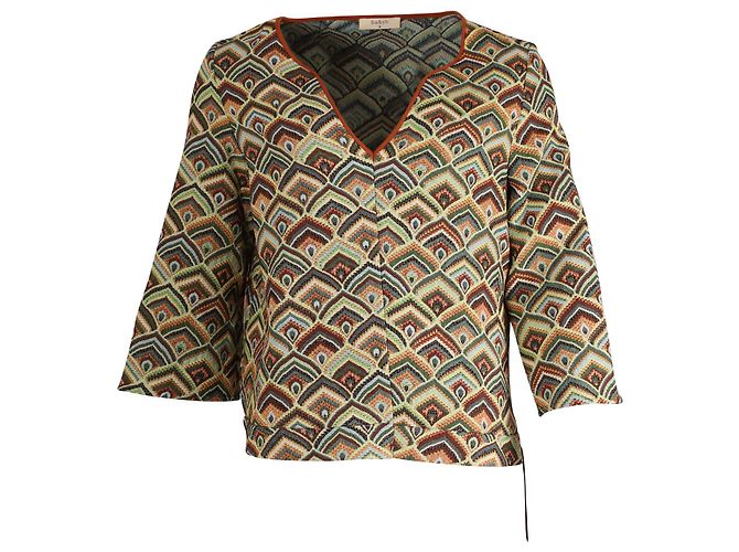 Ba&Sh Blusa abstrata manga três quartos com decote em V em algodão multicolorido Impressão em python