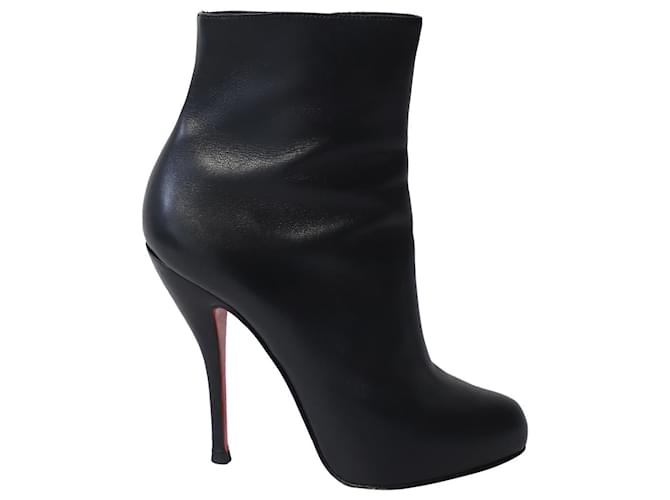 Christian Louboutin High Heel Ankle Boots in Black Leather  ref.729666
