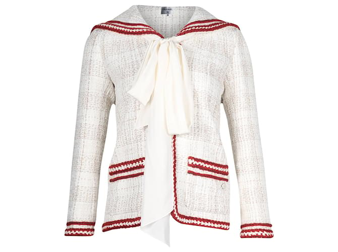 Chanel Paris-Hamburg 2018 Sailor Jacket in Cream Tweed White Wool  ref.729690
