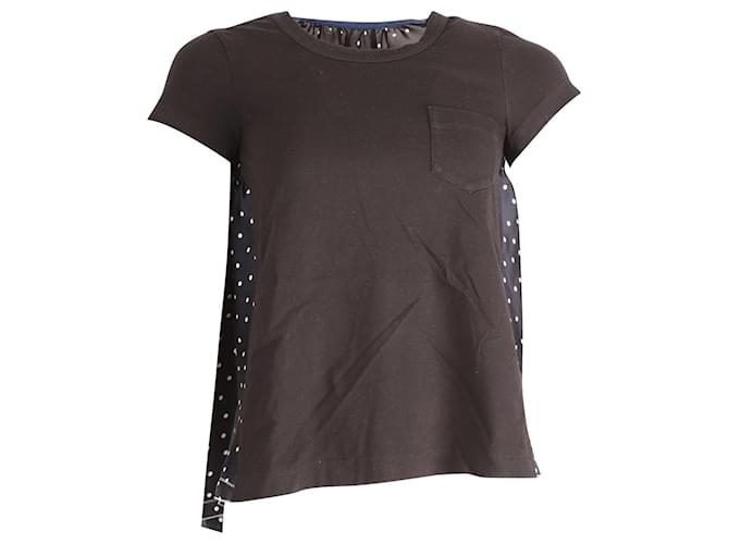 Sacai T-Shirt mit gepunktetem Rücken aus schwarzer Baumwolle  ref.729697
