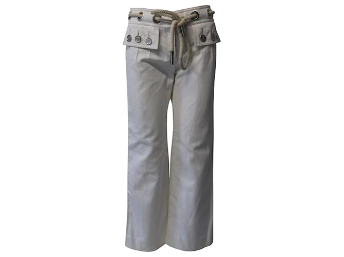 Pantaloni semi svasati con cintura in corda di Louis Vuitton in cotone bianco  ref.729711
