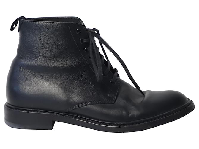 Saint Laurent Army Lace-Up Boots in Black Leather  ref.729717