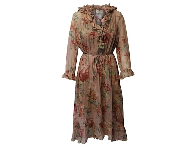 Zimmermann Corsair Ruffle Midi Dress in Floral Cotton  ref.729749