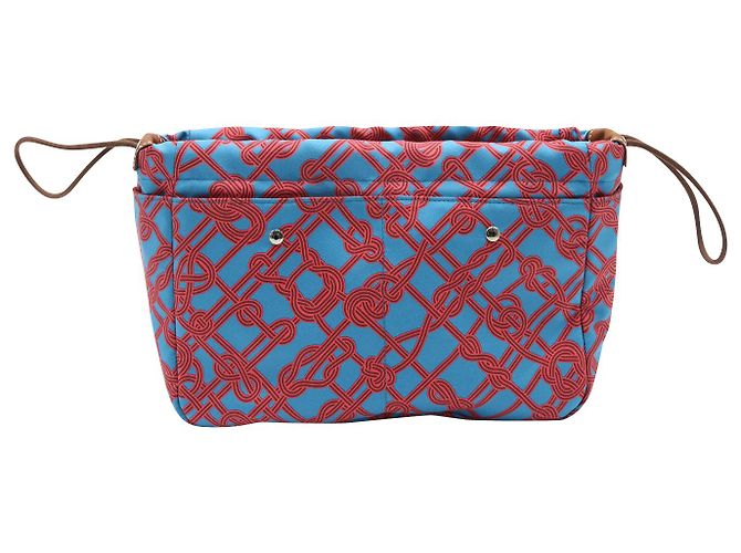 Hermès Fourbi 25 Bolsito de Seda con Estampado Azul