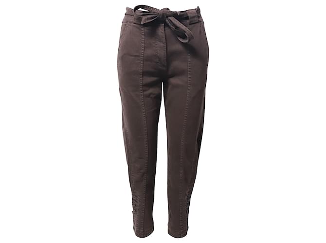 Ulla Johnson Carmen Jeans cônico cintura alta em algodão marrom  ref.729770