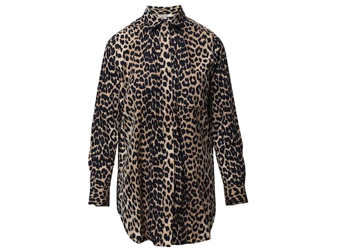 Blusa Ganni con estampado de leopardo en seda multicolor  ref.729780