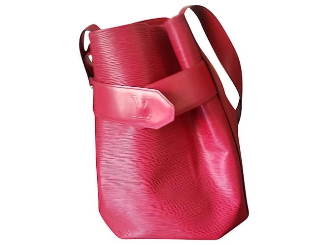 Louis Vuitton Bolsa bucket crossbody com bolso removível Vermelho Couro  ref.729934