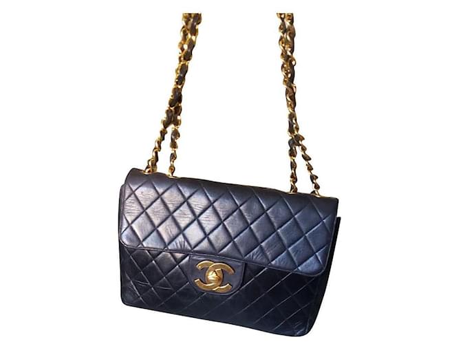 Wallet On Chain Chanel Jumbo Black Leather  ref.729944