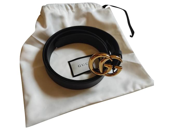 Gucci lined G belt Black Leather  ref.730215