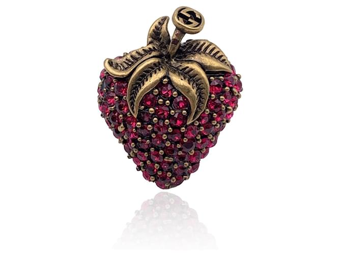 Louis Vuitton Goldtone Metal and Crystals Strawberry Heart