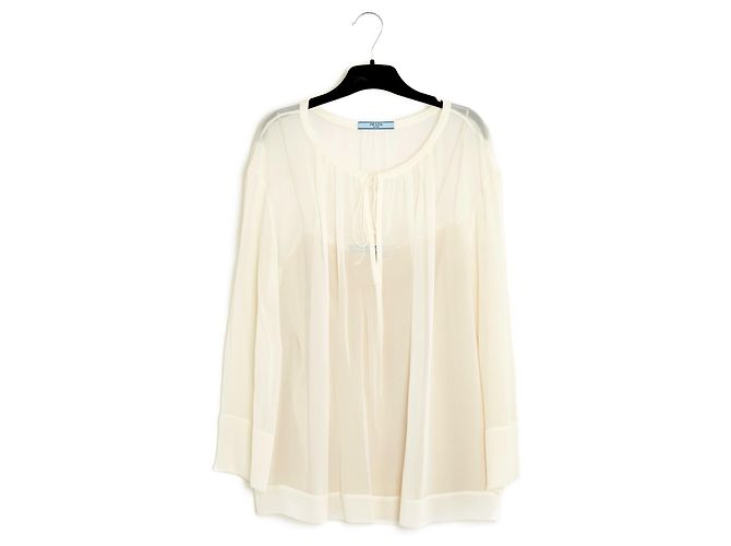 Prada ELFENBEIN HELL SEIDE DE38/40 Roh