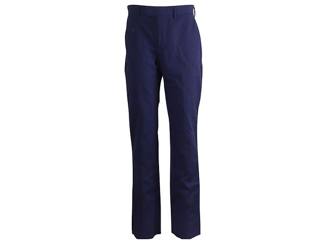 Pantaloni Balenciaga Taglio Dritto in Cotone Blu Navy