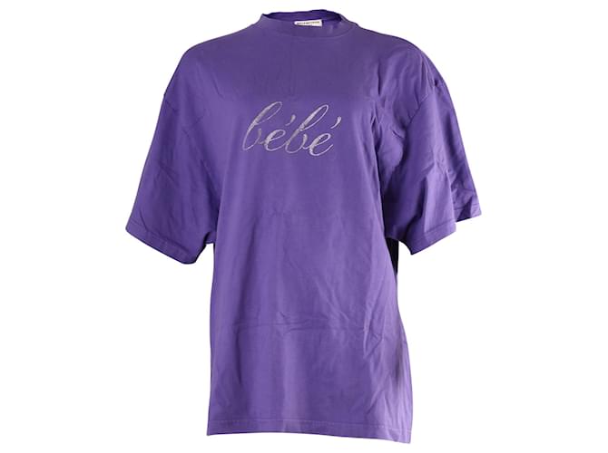 Balenciaga Bébé Embellished Oversized T-shirt in Purple Cotton   ref.730431