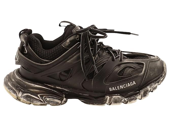 Sneakers Balenciaga Track in pelle nera sbiadita Nero Di gomma  ref.730437