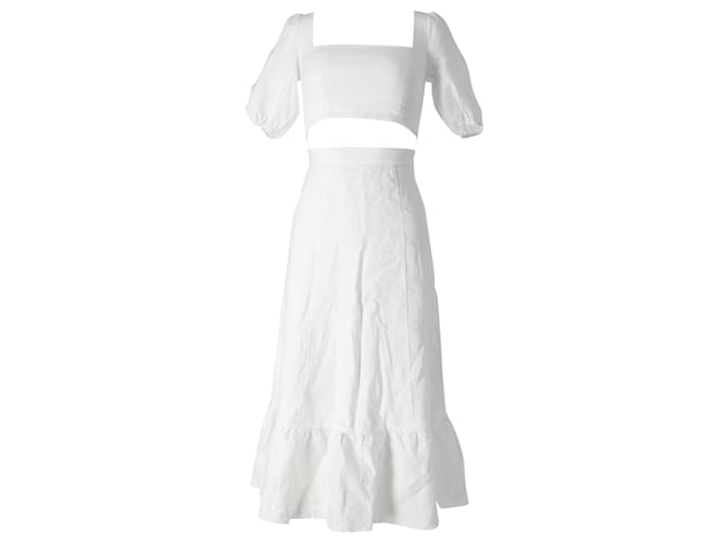 Reformation Yucca Top and Skirt Set in White Linen   ref.730443
