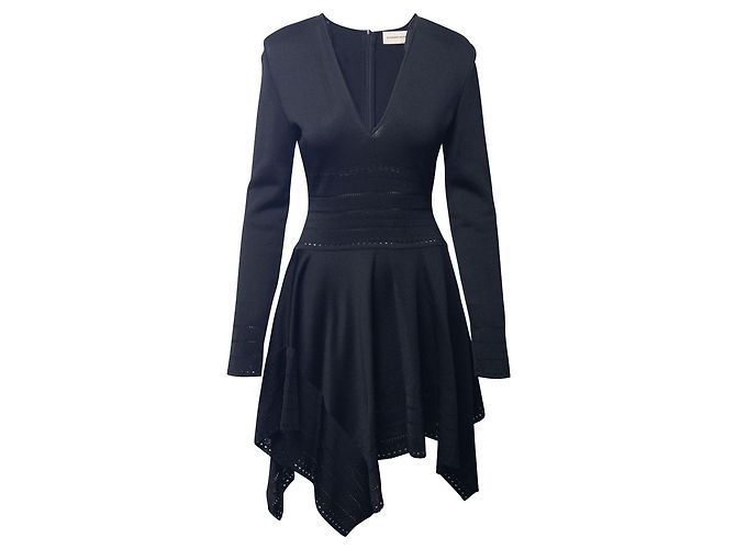 Alexandre Vauthier Kleid mit Wasserfallsaum aus schwarzer Viskose
