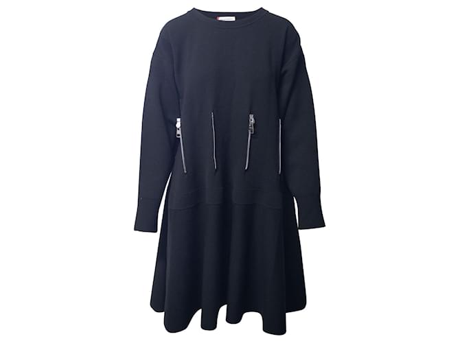 Alexander McQueen Pintuck Zip-Kleid aus schwarzer Wolle  ref.730473