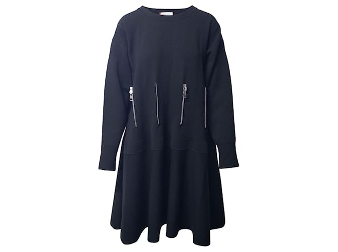 Alexander McQueen ROBE PINTUCK ZIPPÉE EN LAINE NOIRE  ref.730473