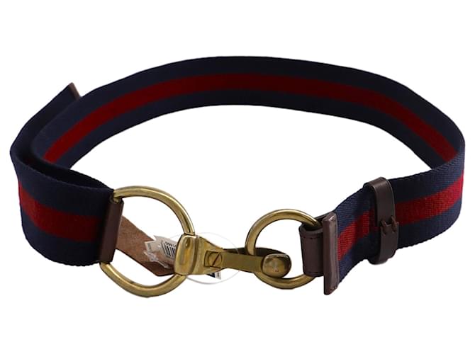 Cintura Ralph Lauren Horsebit Strap in nylon blu/rosso  ref.730483