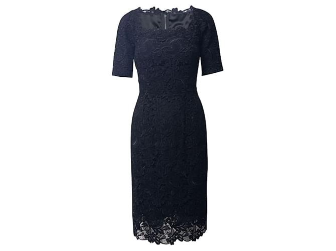Dolce & Gabbana Square Neck Lace Dress in Black Viscose Cellulose fibre  ref.730495