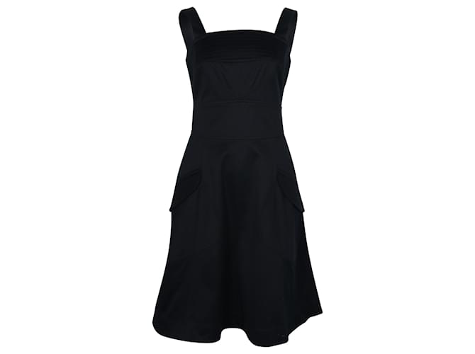 Fendi Sleeveless Midi Dress in Black Cotton  ref.730512