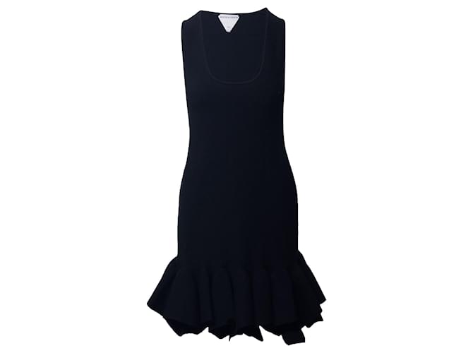 Bottega Veneta Geripptes Kleid aus schwarzer Wolle  ref.730530