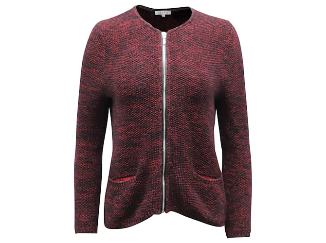 Jersey de cuello redondo con cremallera Sandro en algodón rojo Roja Burdeos  ref.730554