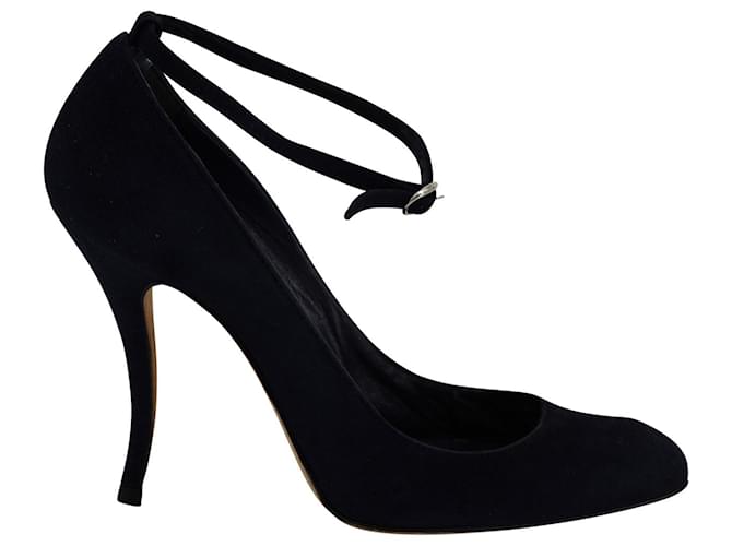 Manolo Blahnik Ankle Strap Mary Janes in Navy Blue Suede   ref.730561