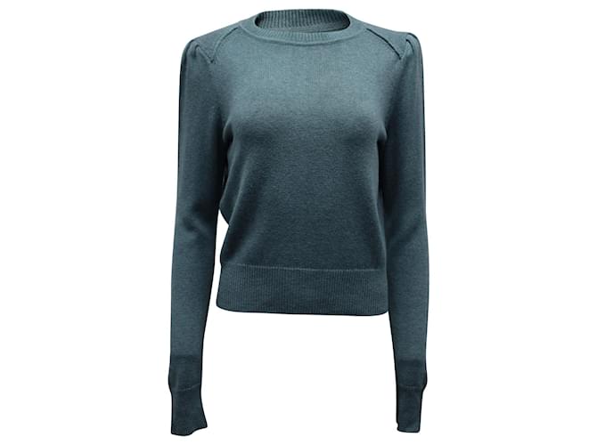 Isabel Marant Étoile Crew Neck Sweater with Puff Sleeves in Seafoam Green Cotton  ref.730572