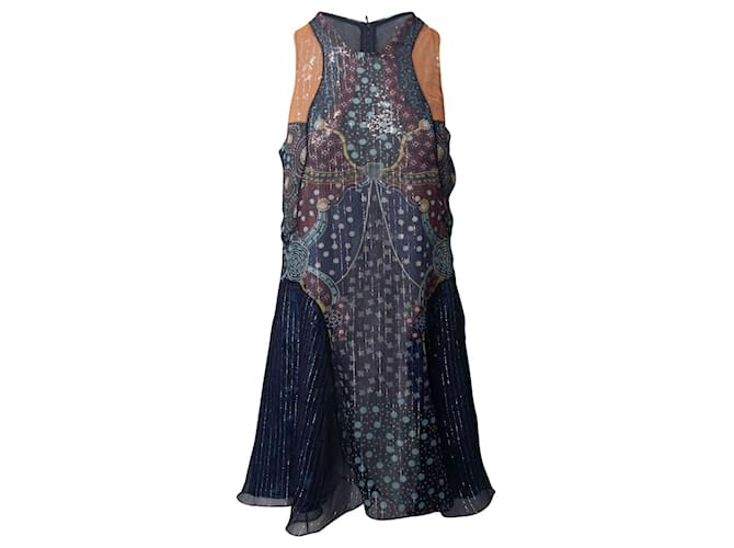 Mary Katrantzou Printed Sleeveless Metallic Dress in Multicolor Silk Multiple colors  ref.730651