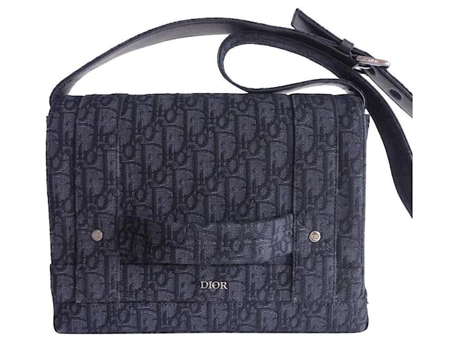 Dior Oblique bag Black Cloth  ref.730850