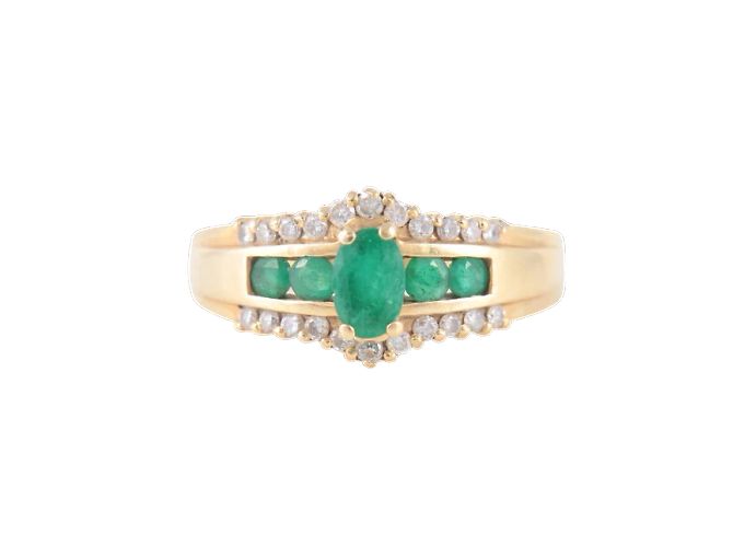 Autre Marque Anillo Esmeralda Diamante Oro Amarillo Gold hardware