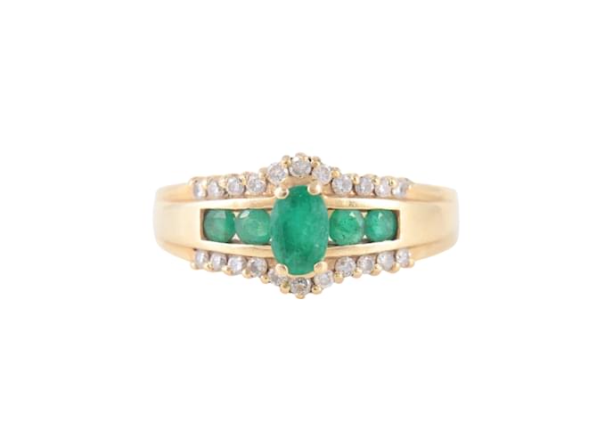 Autre Marque Smaragd-Diamant-Ring Gelbgold Gold hardware Gelbes Gold  ref.731110