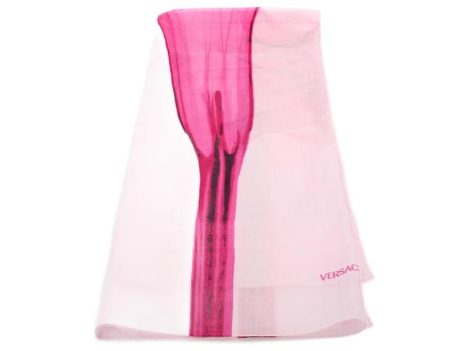 Versace Écharpe en coton imprimé Rose  ref.731186