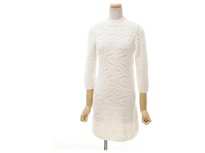 *MIUMIU knit one-piece dress size 36 ivory crochet made in Italy brand old  clothes