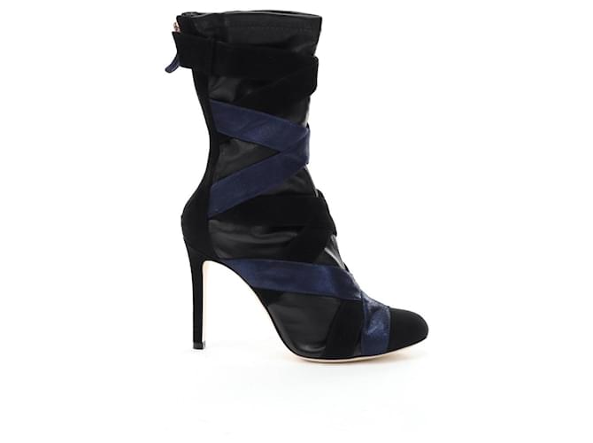Repetto Boots Black Blue Suede Leather  ref.731291