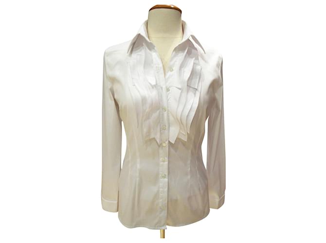Autre Marque Walter Voulaz white cotton blouse with ruffles  ref.731423