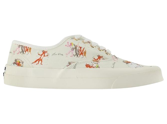 Autre Marque Oly Flower Fox Sneakers in White Cotton Cloth  ref.731864