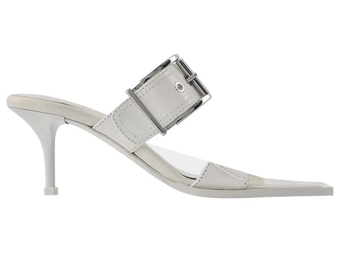 Sandalen - Alexander Mcqueen - Elfenbein/Silber - Leder Python drucken  ref.731985