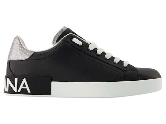 Sneakers Portofino - Dolce & Gabbana - Nero/Argento - Pelle  ref.732027