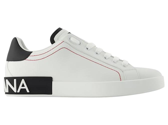 Sneakers Portofino - Dolce & Gabbana - Bianco/Nero - Pelle  ref.732136