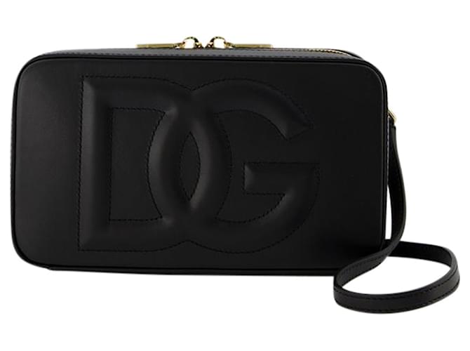 Dg Logo Camera Crossbody - Dolce & Gabbana - Preto - Couro  ref.732239