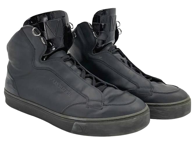 Louis Vuitton High-Top-Sneakers aus schwarzem Leder  ref.732577