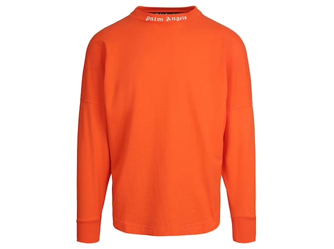 Palm Angels Langarm-Logo-T-Shirt Orange Baumwolle  ref.732647