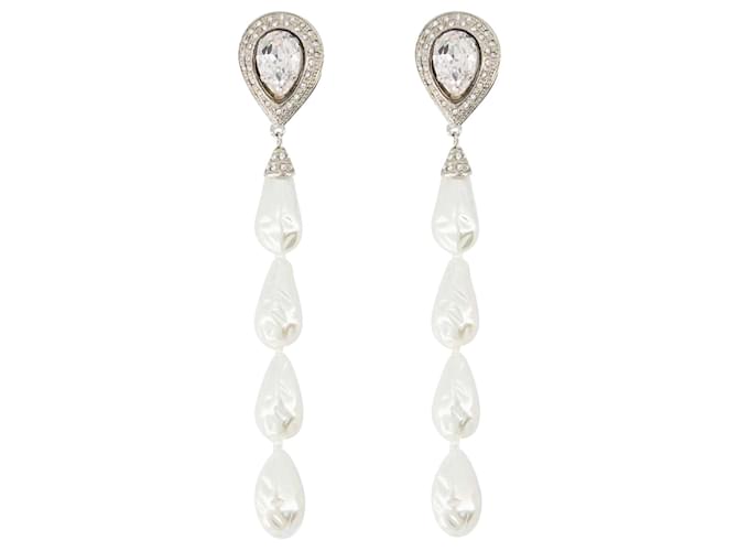 Pearl Cascade Earring - Alessandra Rich - Silver - Brass Silvery Metallic  ref.732655