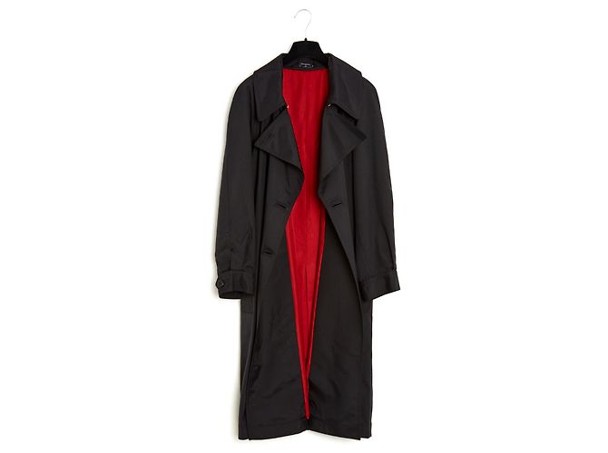 Chanel 80S TRENCH COAT PRETO DE SEDA EM40/42