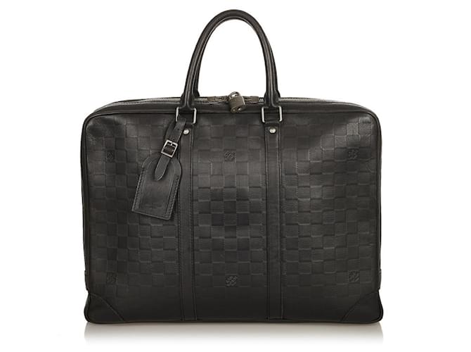 Louis Vuitton Porte Documents Black Cloth  ref.733085